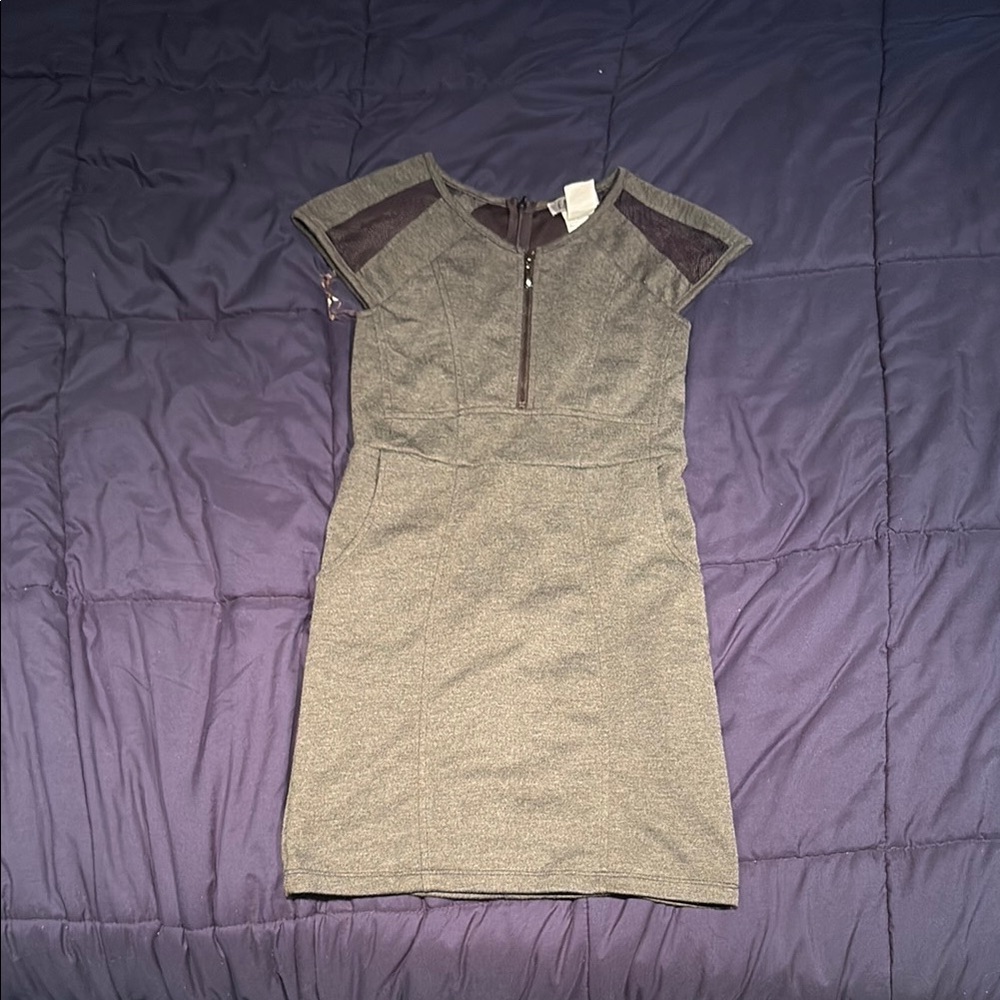 Gray Cap Sleeve Sheath Mini Dress